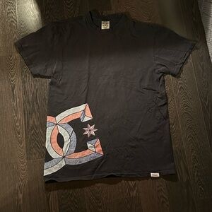 DC Black Short Sleeve Tee with Red and Light Blue Logo